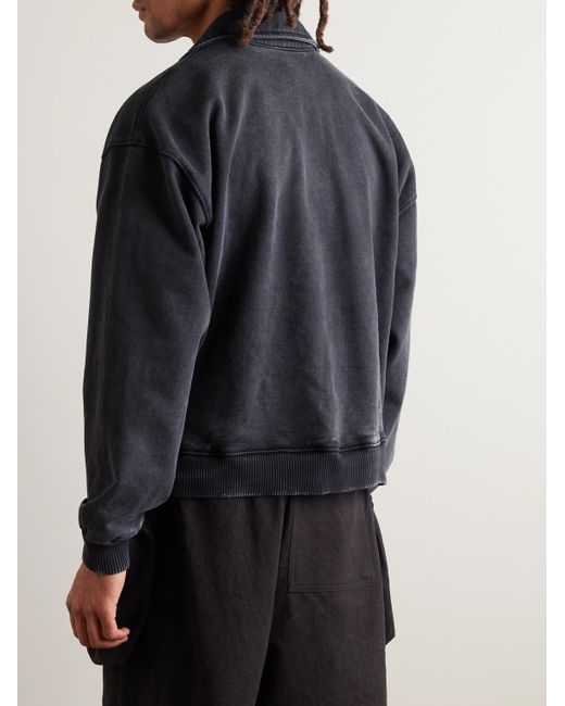 STORY mfg. Blue Geo Appliquéd Organic Cotton-jersey Half-zip Sweatshirt for men