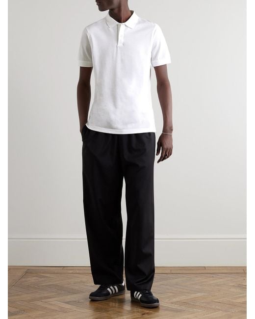 Sunspel White Cotton-Piqué Polo Shirt for men