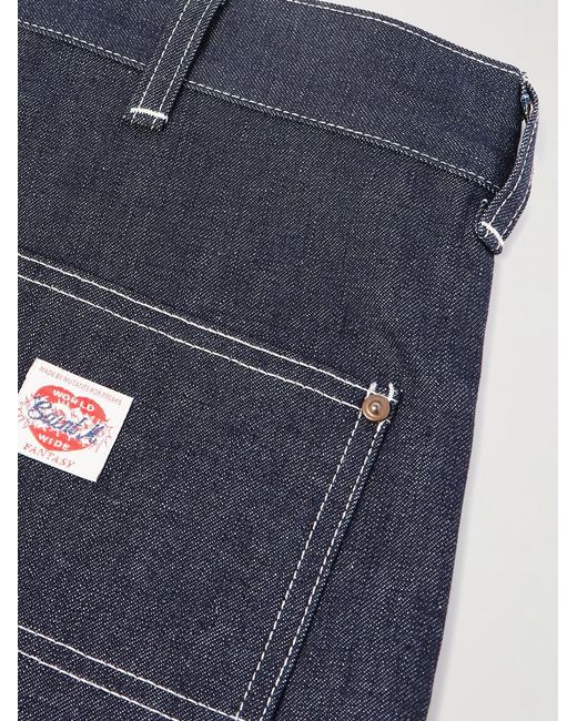 SAINT Mxxxxxx Blue Straight-Leg Logo-Appliquéd Denim Shorts for men