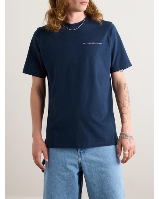 Pop Trading Co. Blue Logo-print Cotton-jersey T-shirt for men