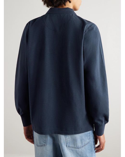 Drake's Blue Cotton-Piqué Polo Shirt for men