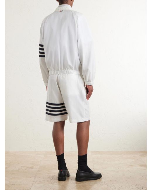Thom Browne White Striped Ripstop Track Jacket for men