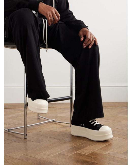 Rick Owens Black Double Bumper Platform Brushed-Cotton Sneakers for men