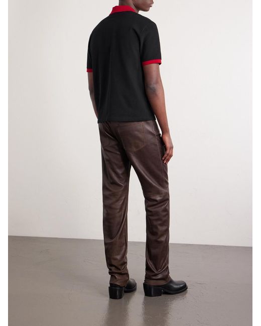 Versace Black Logo-embroidered Cotton-piqué Polo Shirt for men