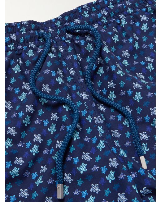 Vilebrequin Moorea gerade geschnittene mittellange Badeshorts mit Print in Blue für Herren