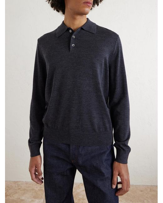 A.P.C. Blue Wool Polo Shirt for men