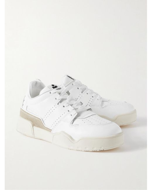 Sneakers in pelle con finiture in camoscio effetto consumato Emreeh di Isabel Marant in White da Uomo
