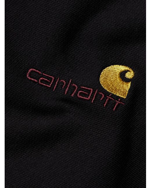 Carhartt Blue American Script Logo-embroidered Cotton-blend Jersey Hoodie for men