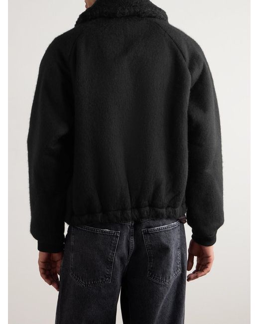 A Kind Of Guise Black Gobi Bear Cropped Wool And Cotton-Blend Bomber Jacket for men