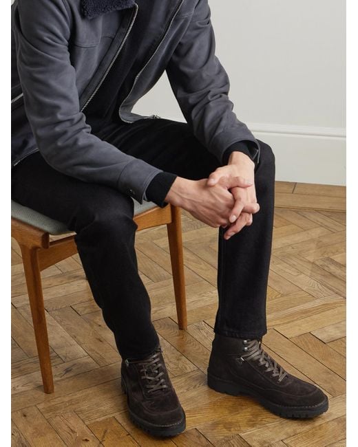 Mr P. Black Suede Lace-Up Boots for men