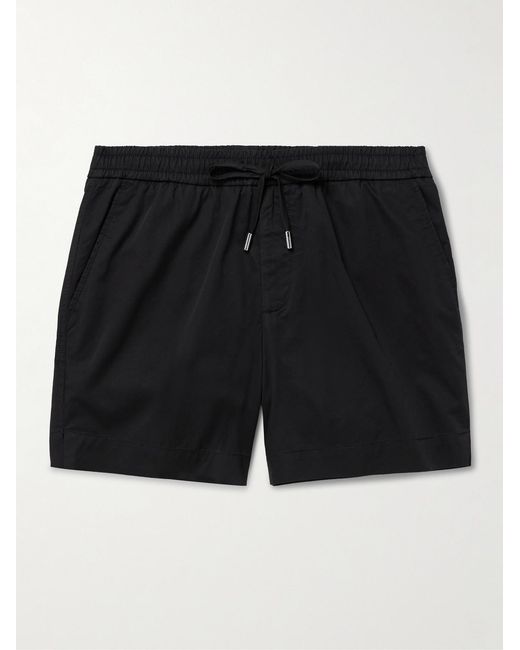 Mr P. Black Straight-Leg Organic Cotton-Poplin Drawstring Shorts for men