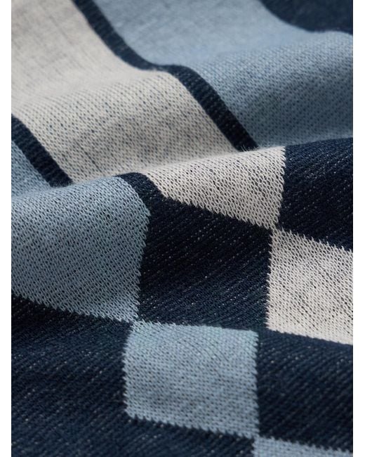 Beams Plus Cardigan aus Jacquard-Strick aus einer Ramie-Baumwollmischung mit Reißverschluss in Blue für Herren