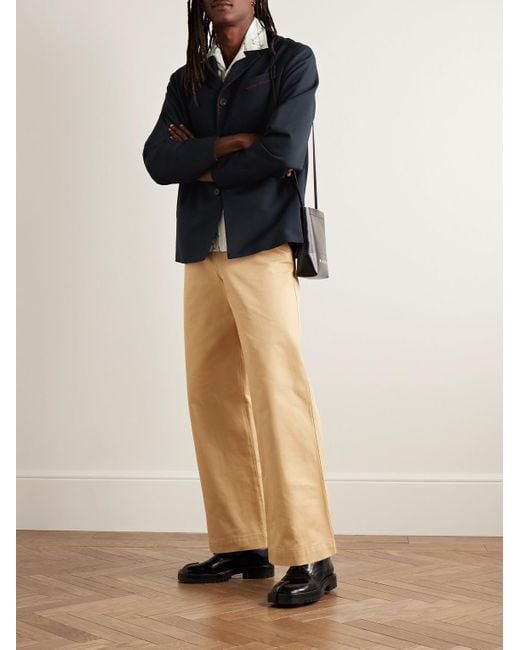 Marni Natural Wide-leg Cotton-gabardine Trousers for men