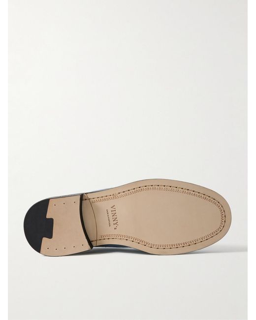 VINNY'S Blue Yardee Suede Penny Loafers for men