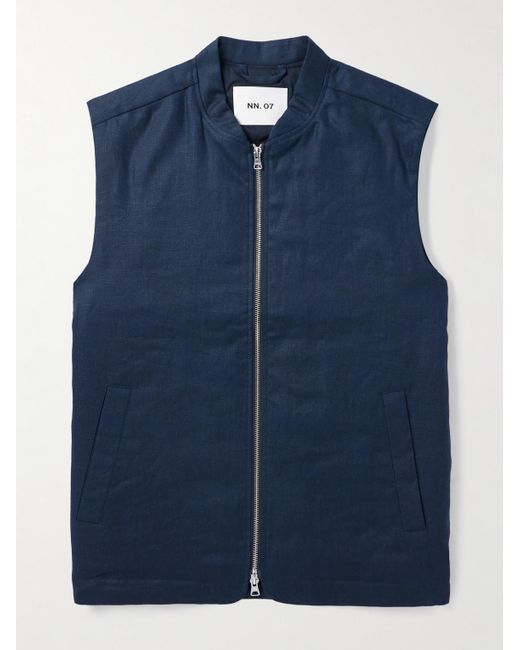 NN07 Blue Cafu 1454 Padded Linen Gilet for men