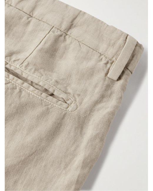 Boglioli Natural Straight-leg Pleated Linen Shorts for men