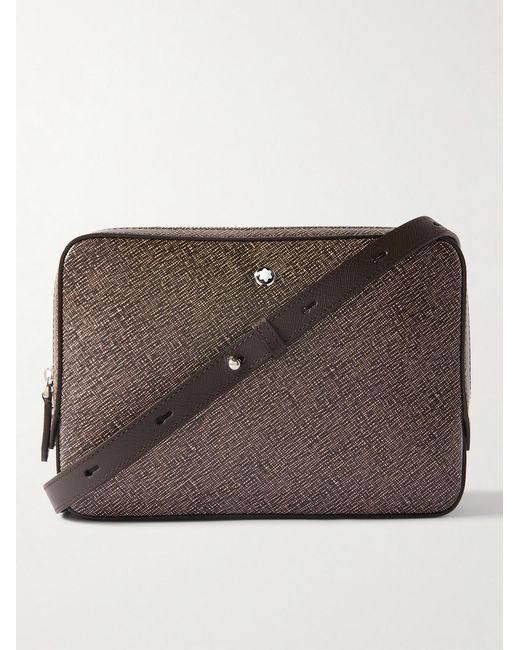 Montblanc Brown Cross-Grain Leather Messenger Bag for men