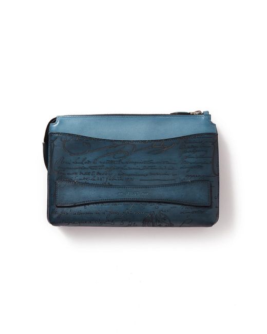 Berluti Blue Neo Venezia Scritto Leather Wallet for men
