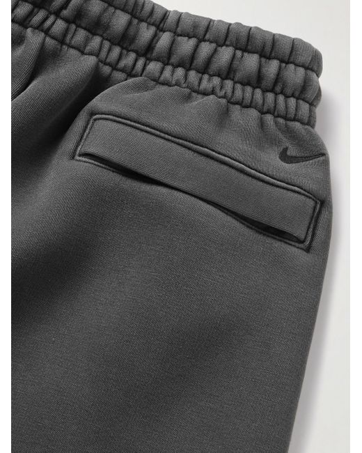 Nike Gray Wide-Leg Garment-Dyed Tech-Fleece Drawstring Shorts for men