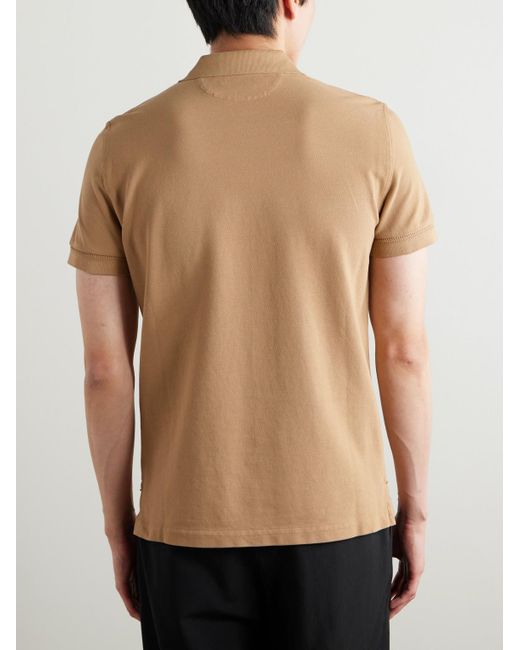 Tom Ford Natural Garment-Dyed Cotton-Piqué Polo Shirt for men