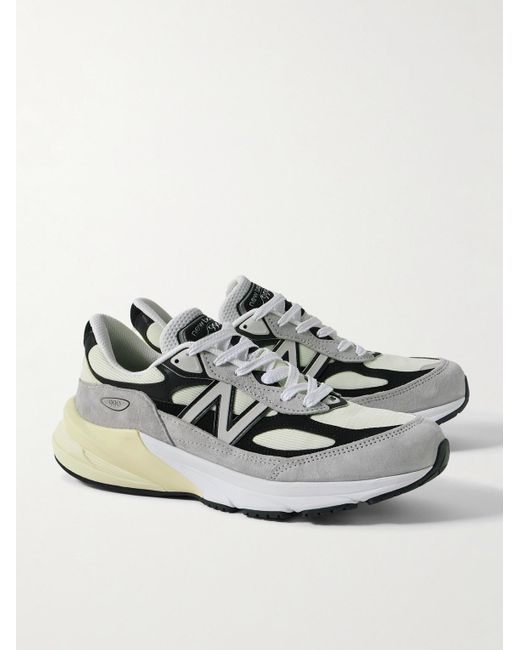 New Balance Metallic 990v6 Leather-trimmed Suede And Mesh Sneakers for men