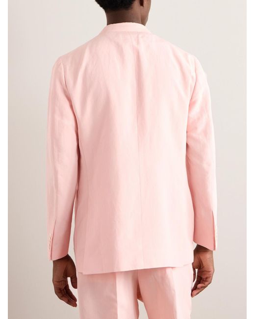 Giacca doppiopetto in misto lino e seta di Umit Benan in Pink da Uomo