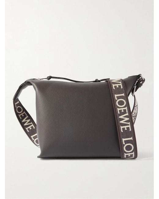 Loewe Gray Cubi Leather Messenger Bag for men