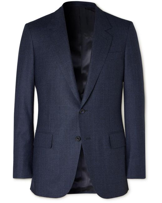 Kingsman Blue Checked Wool And Cashmere-blend Suit Jacket for men