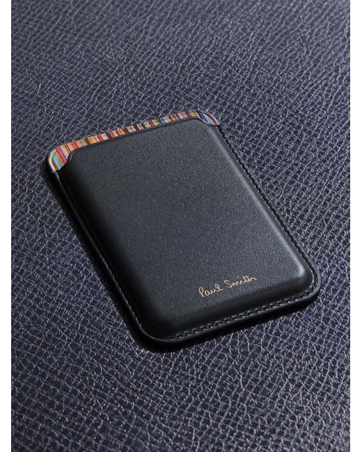 Paul Smith Blue Pro Magsafe Iphone 15 Pro Leather Cardholder And Case for men