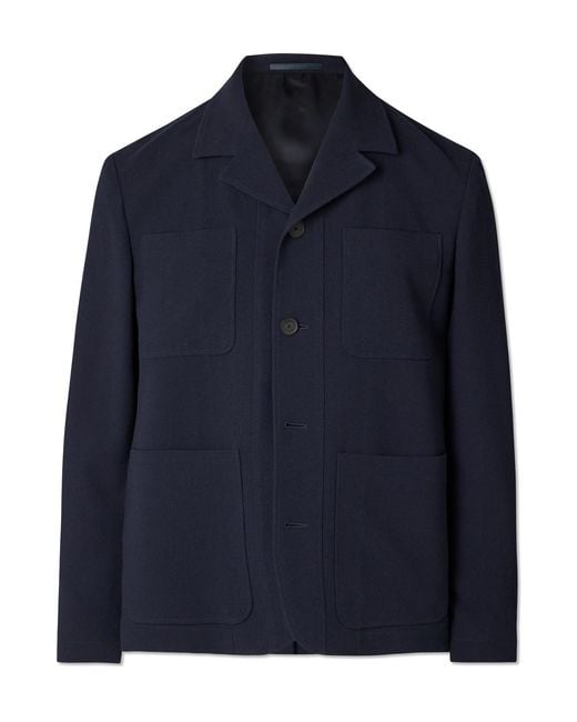 Mr P. Blue Wool-Crepe Chore Jacket for men