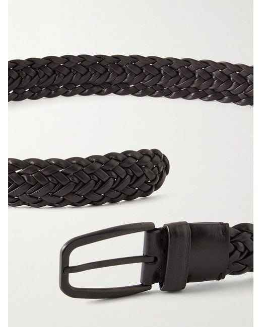 Zegna Brown 3.2cm Braided Leather Belt for men