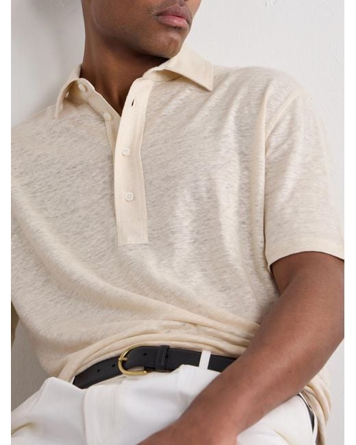 Ralph Lauren Natural Logo-Embroidered Linen-Jersey Polo Shirt for men