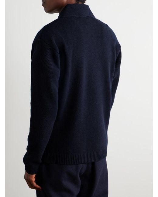 Virgin Wool And Cashmere-Blend Half-Zip Sweater di Sease in Blue da Uomo