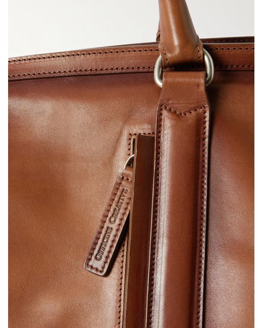 Officine Creative Brown Quentin 009 Leather Weekend Bag for men