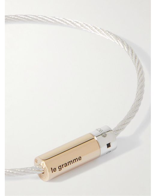 Le Gramme Cable Armband aus Sterlingsilber und 18 Karat Gold in Natural für Herren