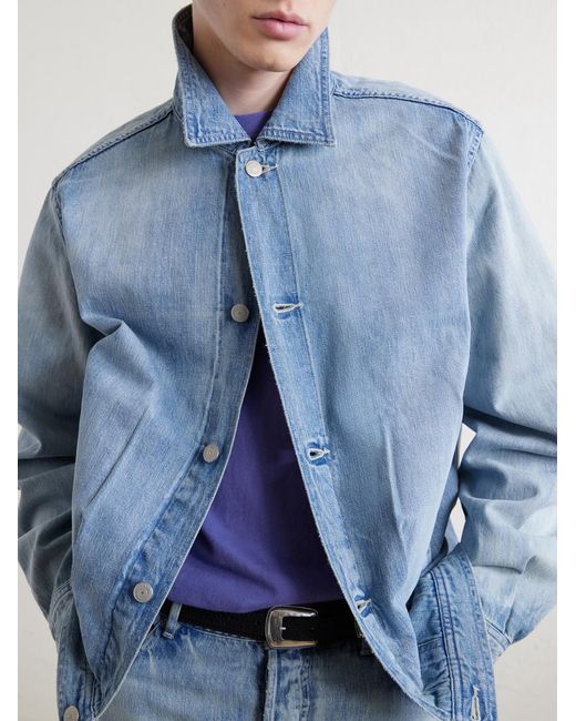 Auralee Blue Faded Denim Jacket for men