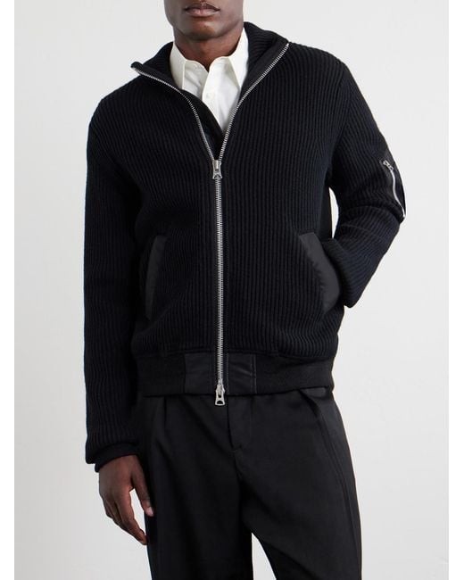 Sacai Black Knitted Wool Blouson Jacket for men