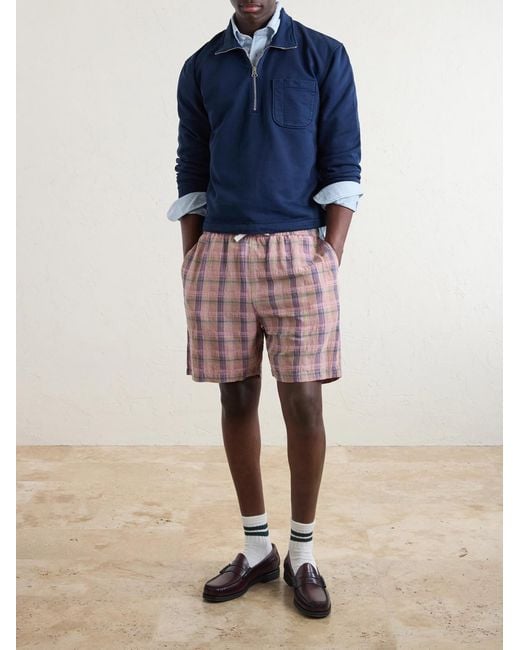 Drake's Blue Cotton-Jersey Half-Zip Sweatshirt for men