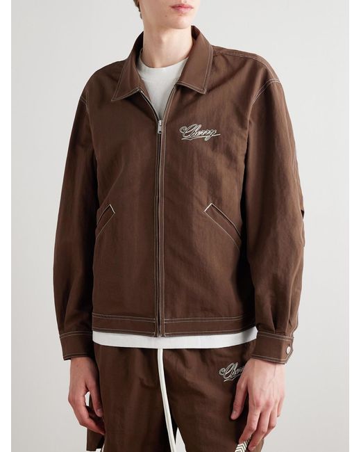 CHERRY LA Brown Logo-embroidered Nylon Jacket for men