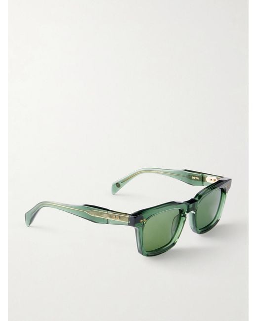 Dita Eyewear Green Monolix Square-Frame Acetate Sunglasses for men