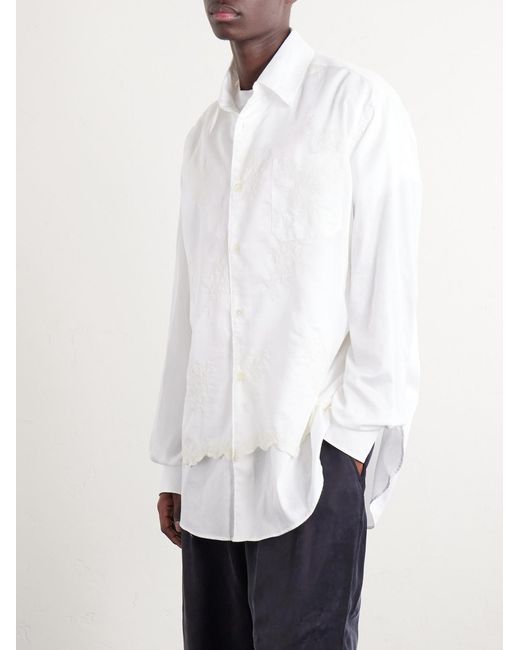 Our Legacy White Vast Layered Embroidered Cotton-poplin Shirt for men