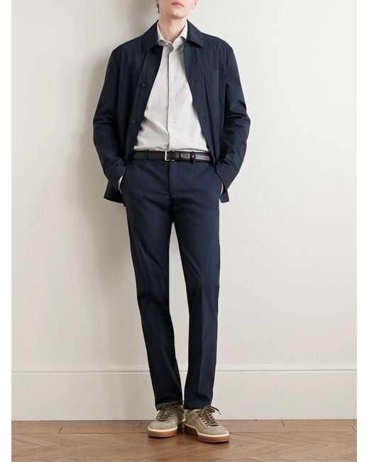 Slowear Blue Teknosartorial Slim-Fit Cotton-Blend Poplin Trousers for men