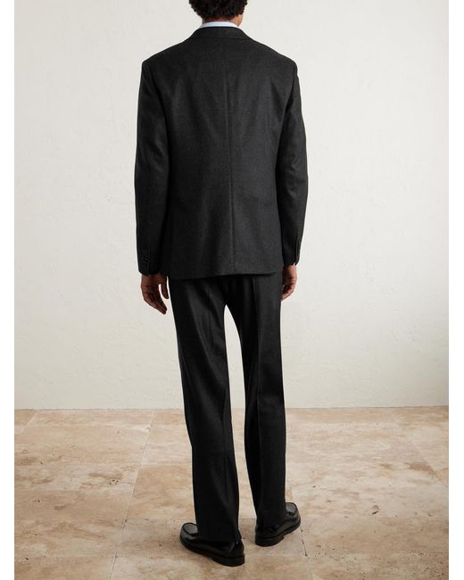 Mr P. Black Double-breasted Cashmere-blend Flannel Suit Jacket for men