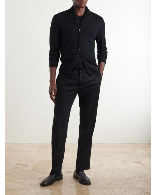 Canali Blue Straight-Leg Wool-Blend Trousers for men