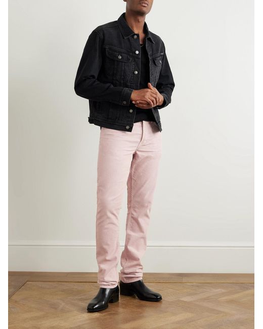 Tom Ford Pink Slim-Fit Cotton-Blend Corduroy Trousers for men
