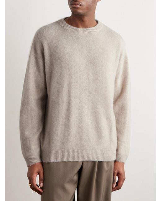 SSAM White Brushed Cashmere Sweater for men