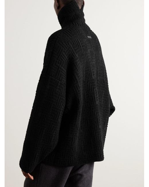 Fear Of God Black Oversized Jacquard-Knit Virgin Wool-Blend Rollneck Sweater for men
