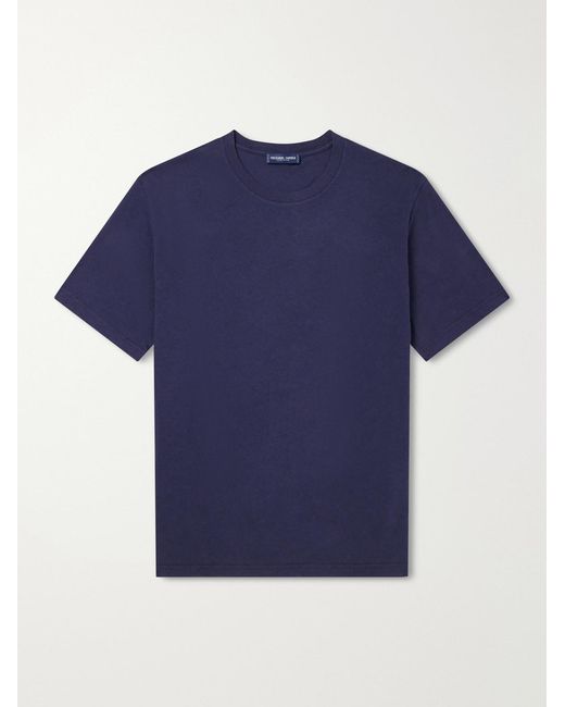 Frescobol Carioca Blue Dinis Linen-blend T-shirt for men