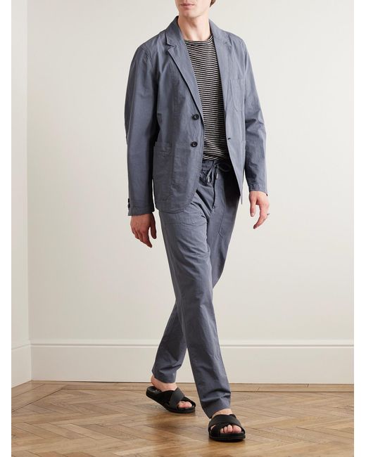 Mr P. Blue Joe Tapered Garment-Dyed Cotton-Blend Poplin Cargo Drawstring Trousers for men