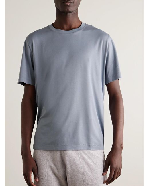 Eleventy Blue Cotton-Jersey T-Shirt for men
